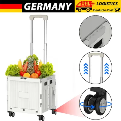 Produktbild von Einkaufswagen Klappbar Einkaufstrolley Shopping Trolley Einkaufs Hilfe bis 50 kg Grau