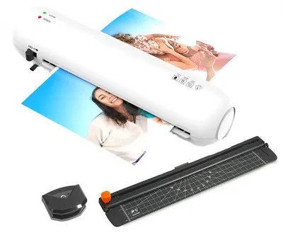 Produktbild von Laminiergerät A4 9 Zoll, Heiß & Kalt Laminiermaschine mit Anti-Stau ABS System, 2 Min Aufheizung, 280 mm/min für Büro & Schule-Satz