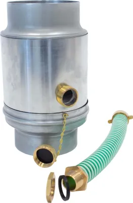 Produktbild von ZAMBELLI Regenwassersammler 100mm Silber inkl. Schlauchanschluss für Regentonne, Wassersammler aus korrosionsbeständigem Titanzink, Einfache Montage