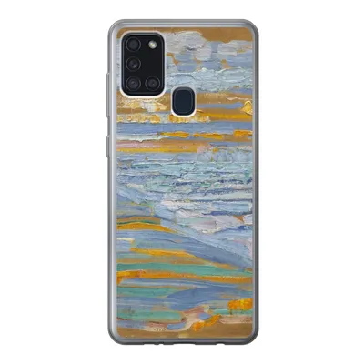 Produktbild von MuchoWow® Handyhülle Schutzhülle Hülle für Samsung Galaxy A21s Blick auf den Strand und die Seebrücke von den Dünen aus - Piet Mondrian Silikon Softcase Handy Hülle - Hartschale