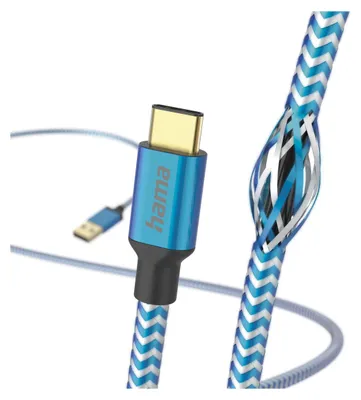 Produktbild von Hama Reflective USB Kabel 1,5 m USB 2.0 USB A USB C Blau