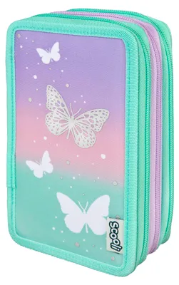 Produktbild von Scooli BUFI0421, Weiches Federmäppchen, Aqua-Farbe, Pink, Violett, Abbildung, Drinnen, Mädchen, Reißverschluss