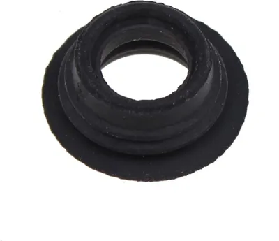 A black rubber gasket on a white background.