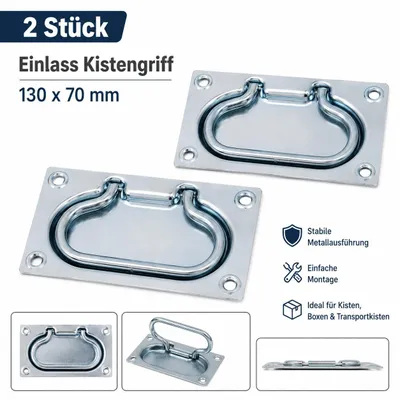 Produktbild von ! 2x Einlass Kistengriff verzinkt 130 x 70 mm