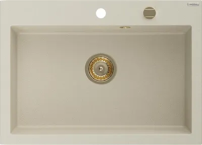 Produktbild von Mexen Elix Granitspüle, 1-Kammer, 700 x 500 mm, beige, Siphon gold - 6526701005-69-G