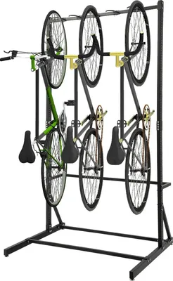 Obrázok produktu pre Úschovňa bicyklov – vertikálny stojan na bicykle – 5 háčikov – pre 5 bicyklov – max. nosnosť 150 kg – úspora miesta – tmavošedá farba