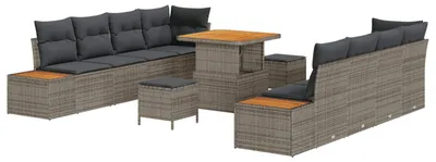 Produktbild von vidaXL Gartensofa-set mit Kissen 11 pcs Grau