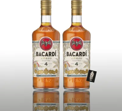 Produktbild von Bacardi Anejo 4 Cuatro goldener Rum Bahamas 2er-Set 2x 1l (40% vol.) inkl. Mixcompany Postkarte- [Enthält Sulfite]