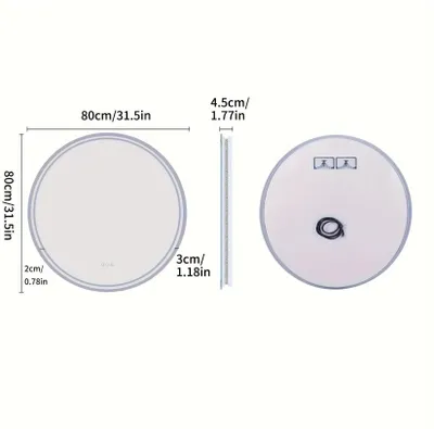 Immagine prodotto di Specchio da bagno a LED - Specchio da parete - Specchio dimmerabile - Specchio rotondo illuminato - Specchio antiappannamento - 80 cm