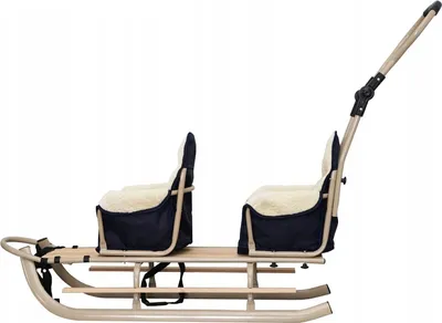 Immagine prodotto di Slitta doppia con pedana invernale Slitta in legno con schienale in legno; navy