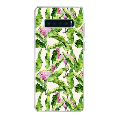 Produktbild von MuchoWow® Handyhülle Schutzhülle Hülle für Samsung Galaxy S10 Plus Flamingo - Blätter - Muster Silikon Softcase Handy Hülle - Schutzhülle