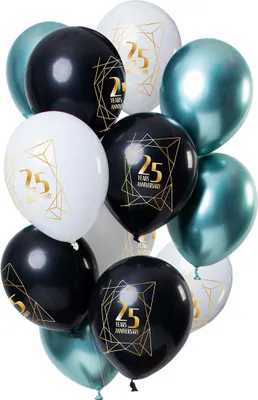 Produktbild von 12 Bunte Latexballons für den 25. Geburtstag 30cm