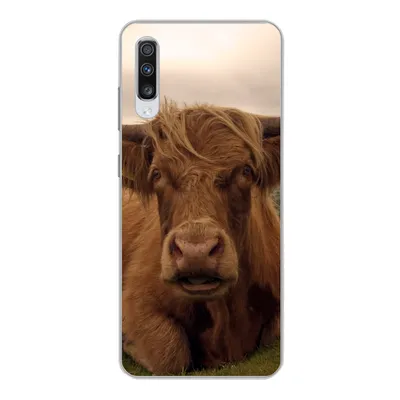 Produktbild von MuchoWow® Handyhülle Schutzhülle Hülle für Samsung Galaxy A70 Schottischer Highlander - Tiere - Berg Silikon Softcase Handy Hülle - Schutzhaube