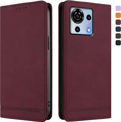 Image de Etui pour ZTE Blade V50 Vita, étui rétro en cuirPolyuréthaneavec support et fentes pour cartes de crédit Rouge