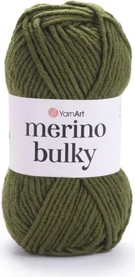 Produktbild von YarnArt Merino Bulky 530 Militärgrün – Weiche & Warme Wolle zum Stricken & Häkeln
