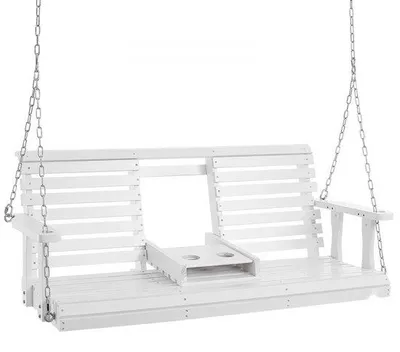 Obrázek produktu pro Dřevěná houpací lavice - 1523x710x600mm - Bílá - Houpačka na zahradu a terasu - Venkovní nábytek