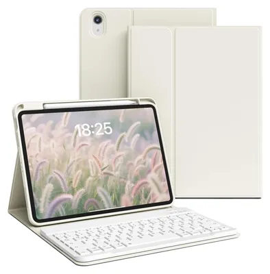 Image de Coque avec clavier pour iPad A16, modèles 11 et 10, générations 2025 et 2022, couleur crème