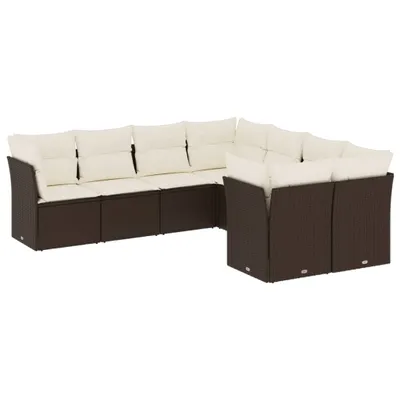 Produktbild von 8-tlg. Garten-Sofagarnitur mit Kissen Braun Poly Rattan
