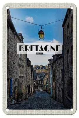 Produktbild von Blechschild Reise 12x18cm Bretagne France Altstadt Reiseziel Schild