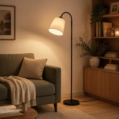 Obrázek produktu pro ZMH Stojací lampa do obývacího pokoje, výška 160 cm, otočná o 360°, béžový stínidlo, lampa do ložnice s nožním spínačem, patice E27, čtecí lampa do dětského pokoje