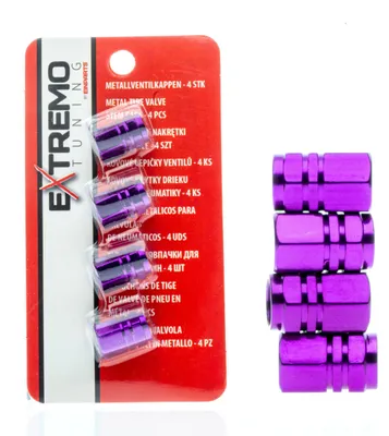 Productafbeelding van Extremo Tuning Ventieldopjes, 4 stuks, paars, voor motorfietsen met Schrader-ventielen