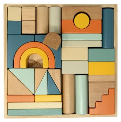 Image de ByASTRUP – Jeu de construction avec plateau de rangement – Bleu – 33 blocs