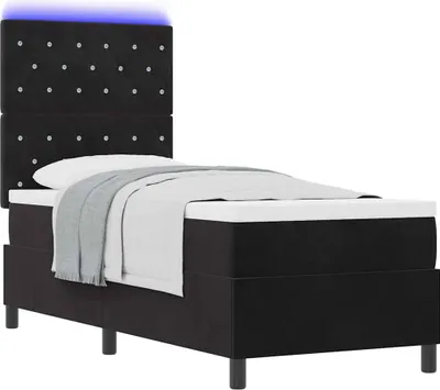 Image de Lit boxspring avec matelas noir 80 x 200 cm velours