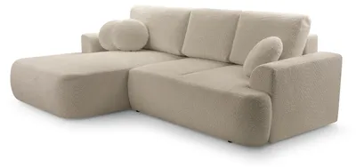 Produktbild von Masseno Ecksofa FILO mit Schlaffunktion L-Form, Sofa mit Bettkasten, Wohnzimmersofa, Couch, Soffa, Bettsofa, Couchgarnitur- Beige, CORAL 50
