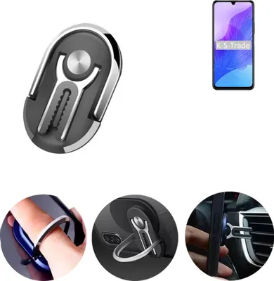 Produktbild von K-S-Trade 3in1 Smartphone-Ring Handy-Ring kompatibel mit Huawei Honor 30 Lite Fingerhalterung  Handyring Tischständer Lüftungsgitter-Halterung Tisch