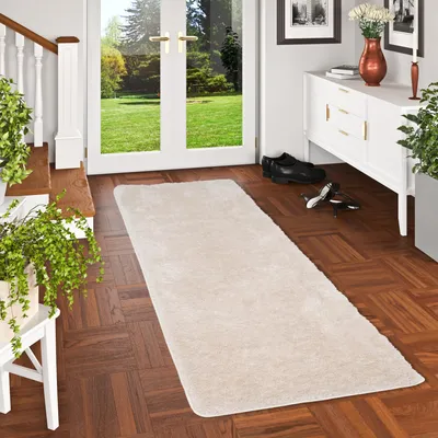 Produktbild von Hochflor Shaggy Teppich Läufer Luxus Feeling Mix Beige, Größe:100x400 cm