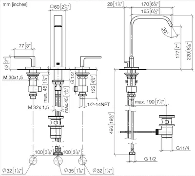 Produktbild von Dornbracht 20713671-33 Waschtisch-Dreilochbatterie mit