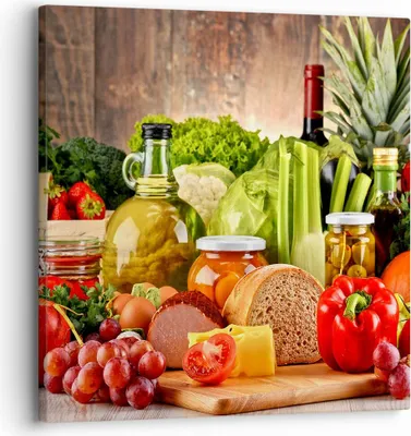 Produktbild von Bild auf Leinwand - Leinwandbild - Lebensmittel Gemüse Brokkoli Fleisch - 30x30cm - Wand Bild - Wanddeko - Leinwanddruck - Bilder - Kunstdruck - Leinwand bilder - Wandkunst - AC30x30-3182