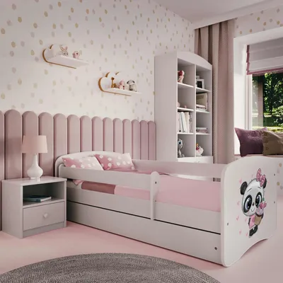 Immagine prodotto di Letto per bambini Panda 70x140, 80x160, 80x180 cm - set completo con cassetto e protezione anticaduta