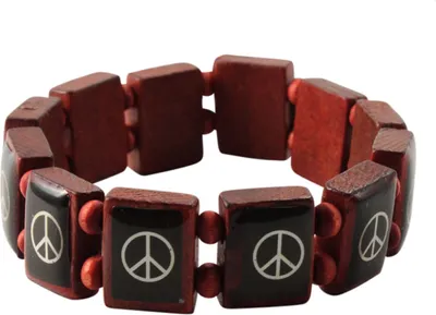 Produktbild von Holzarmband - Peace - braunrot