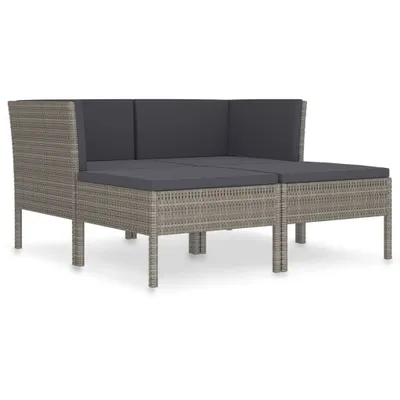 Produktbild von vidaXL 4-tlg. Garten-Lounge-Set mit Auflagen Poly Rattan Grau