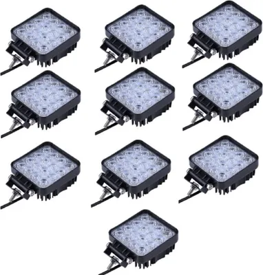 A collection of ten square LED work lights arranged in a grid.