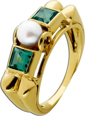 Produktbild von Turmalin Ring Gold 585 14K Akoyaperle Antikschmuck   16