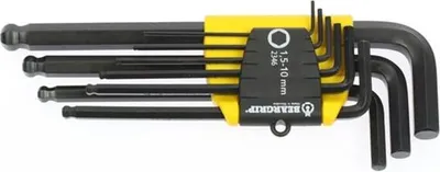 Produktbild von BEARGRIP Innensechskant-Schraubendreher, Kugelende, 1,5-10 mm, lang, Set mit 9 Stück, Artikelnummer 111-30443