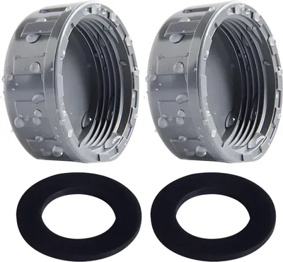 Produktbild von 2 Stück PVC-Endkappen, 32 mm, mit Gummidichtungen für 1-Zoll-Innengewinde, geeignet für Schlauchverbindungen