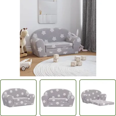Produktbild von The Living Store Kinder-Schlafsofa 2-Sitzer Hellgrau mit Sternen Weicher Plüsch