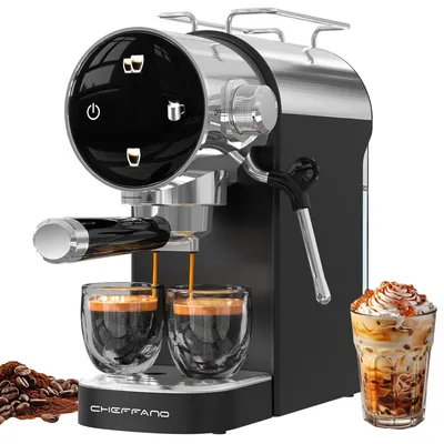 Produktbild von CHEFFANO Espressomaschine mit Siebträger & 15 Bar - Mit integriertem Milchsystem und Touchscreen - für Espresso, Cappuccino und Latte Macchiato