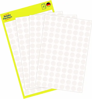 Zdjęcie produktu dla Avery 3175, Biały, Okrągły, Na stałe, Papier, 104 szt., 4 ark.