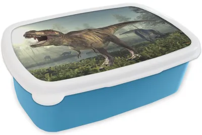 Produktbild von KitchenYeah® Lunchbox Brotzeit Brotdose 17x11 cm Dino - Gras - Zeichnung - Kinder - Jungen Kinder Brotzeitdose - Lunch - Kunststoff  - Brotbüchse - Sandwichbox - Lunchbox für Kinder