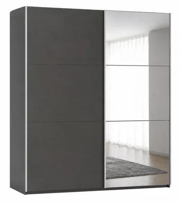 Produktbild von Schiebeschrank VIGO 150 cm mit Spiegel – kompakter Kleiderschrank Schiebetürenschrank modern (Graphit)