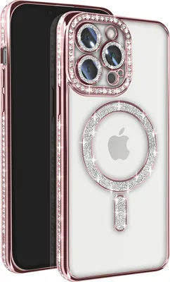 Image de Avizar, étui diamant pour iPhone 13 Pro MagSafe bordé de strass, rose