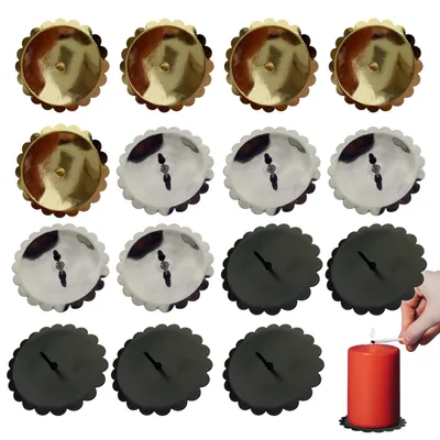 Kerzenhalter 15er-Pack, Metall, Ø 6 cm, Schwarz/Silber/Gold