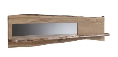 Image de MASSIVMOEBEL24 | Étagère murale 191x22 Acacia laqué Bois naturel Miroir inclu PURE ACACIA #104
