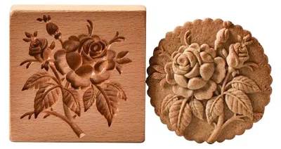 Produktbild von Keksform aus Holz - Geschnitzte Prägeform für Gebäck - 10x8x2 cm