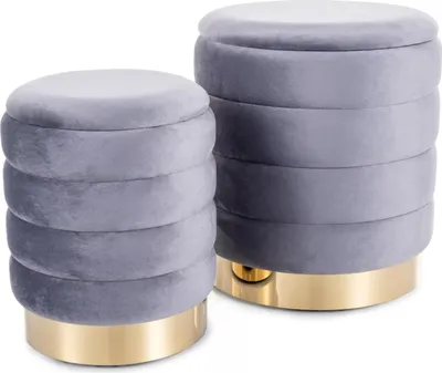 Produktbild von 2er-Set ALEKOS Hocker – grau/gold