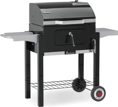Immagine prodotto di LANDMANN Dorado Grill a carbonella Coperchio a doppia parete Display della temperatura Griglia e vassoio forato per la carbonella Grande scaldavivande 2 tavolini laterali